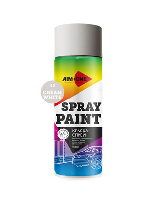  Краска-спрей SP-CW43, кремово-белый, AIM-ONE 450 мл. (аэрозоль) Spray paint CREAM WHITE