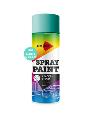  Краска-спрей SP-LG302, светло-зеленый, AIM-ONE 450 мл. (аэрозоль) Spray paint LIGHT GREEN