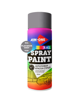 Акриловая Краска-спрей RAL-7036, платиново-серый, AIM-ONE 450 мл. Acryl Spray paint platinum grey